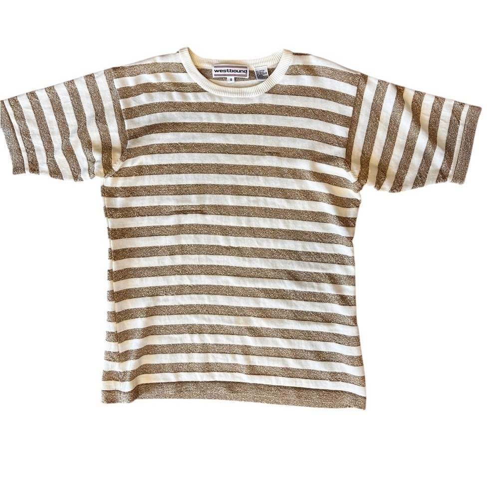Westbound vintage gold glitter shimmery light sweater top-S
